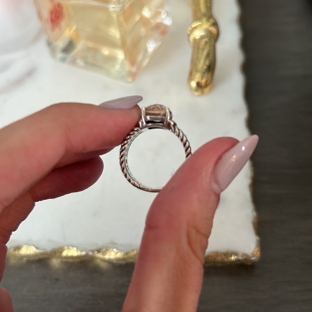 David Yurman Petite Wheaton Ring with Morganite and Pave Diamonds - Picture 8 of 9